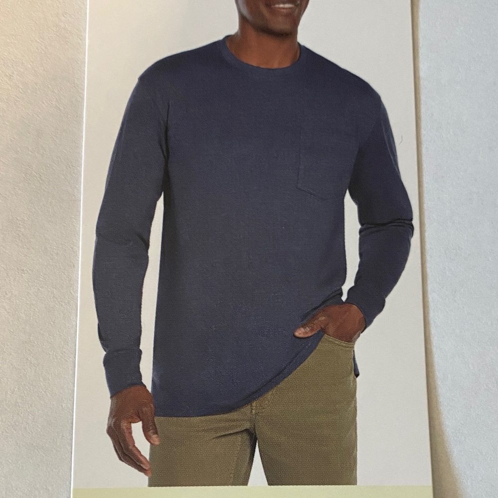 Woolrich Long Sleeve Pocket Tee Mens Large/Blue